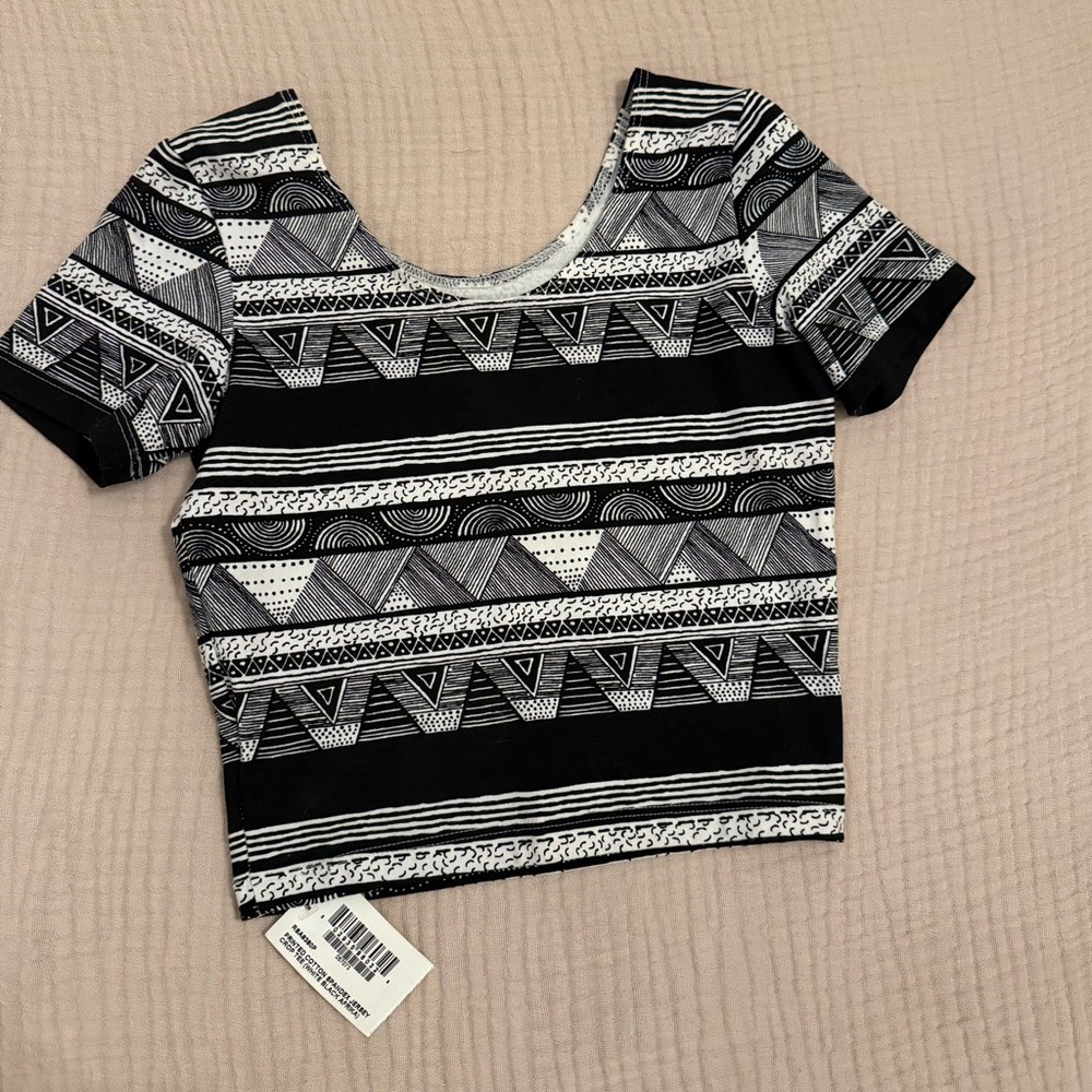 American Apparel Black and White Geometric Crop Top
